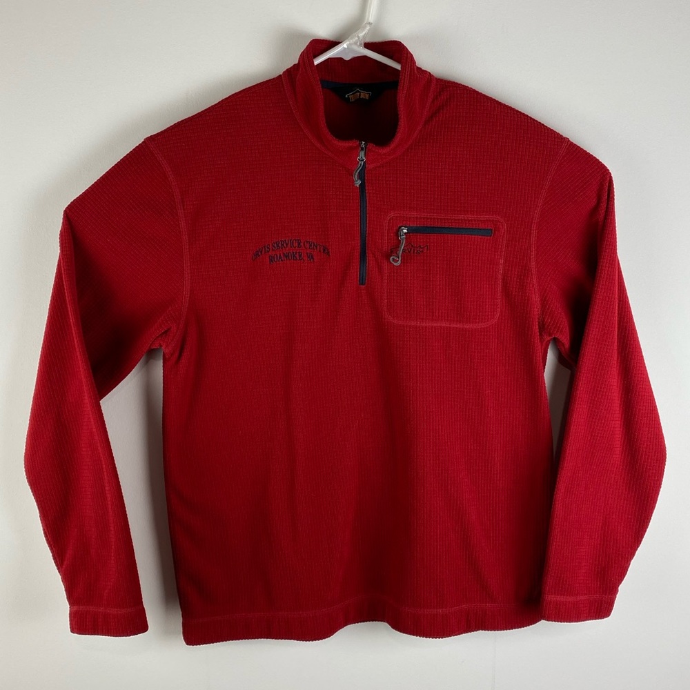 Orvis Trout Bum Service Center waffle knit 1/4 zip pullover, L